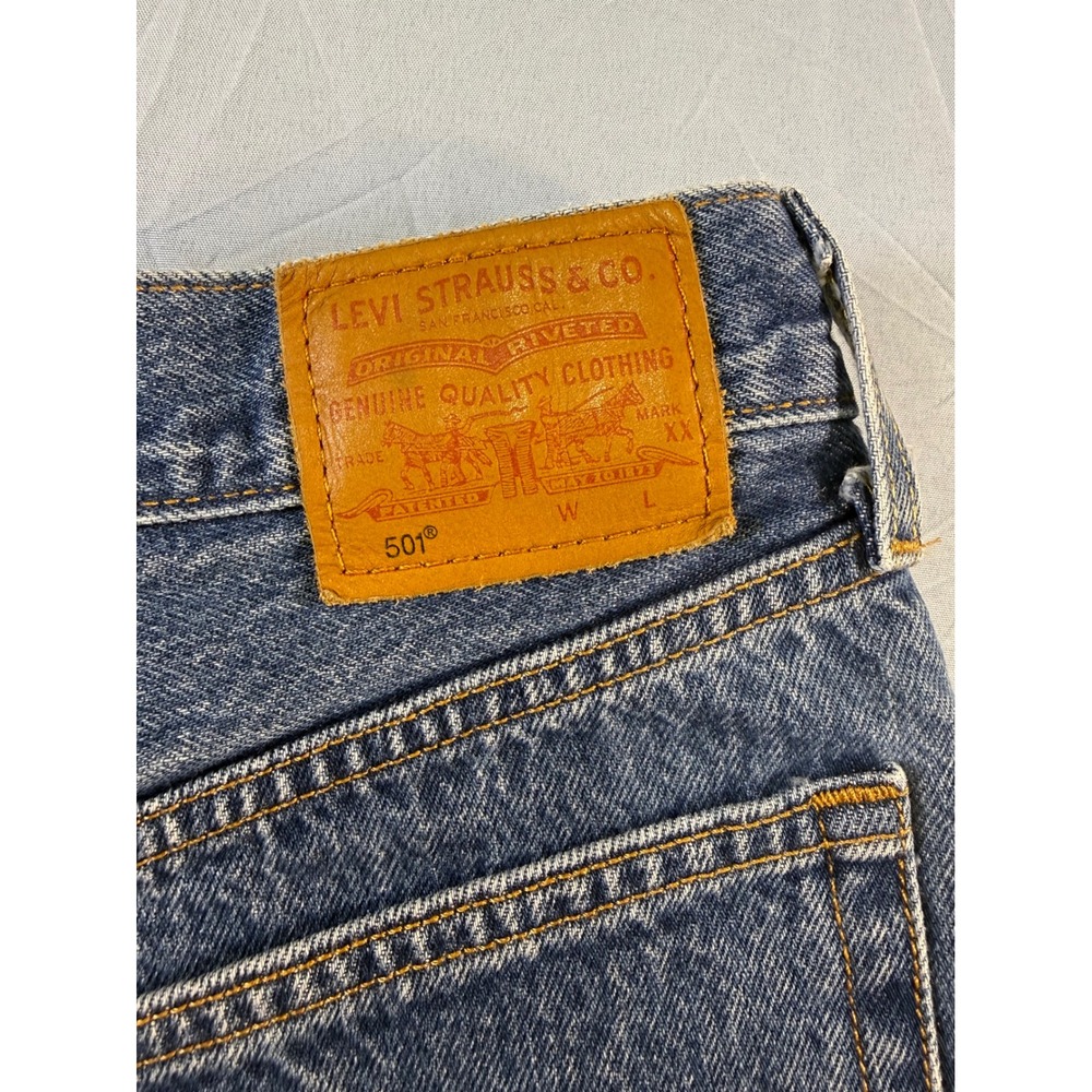 Levis Premium 501 Original Cut Off Denim Shorts Blue High Waisted W27 32317-0105 - Picture 3 of 14